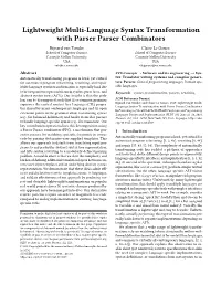 Lightweight Multi-Language Syntax Transformation with Parser Parser