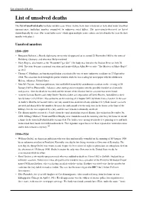 List of Unsolved Deaths 1 List of Unsolved Deaths