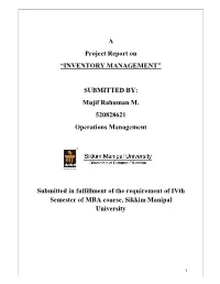 A Project Report on ³INVENTORY MANAGEMENT´
