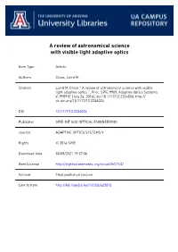A Review of Astronomical Science with Visible Light Adaptive Optics