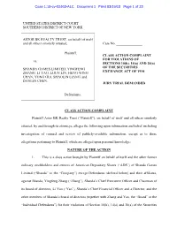 Astor BK Realty Trust, Et Al. V. Shanda Games Limited, Et Al. 18-CV-02463