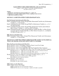 Basic ES Computations, P. 1 BASIC EFFECT SIZE GUIDE with SPSS