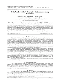 Bulk Vended Milk: a Descriptive Study on Concerning Consumers