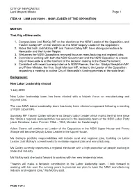 Lord Mayoral Minute Page 1
