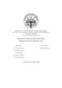 Reduced Order Methods for Hemodynamics Modelling
