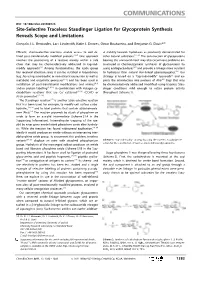 Siteselective Traceless Staudinger Ligation for Glycoprotein Synthesis Reveals Scope and Limitations
