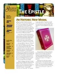 The Epistle S P E C I a L Volume I, Issue 2 N O V E M B Er 2 0 1 5 P O I N T S O F I N T E R E S T