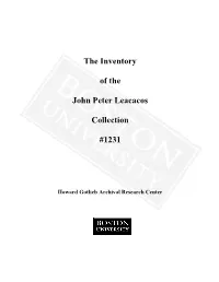 The Inventory of the John Peter Leacacos Collection #1231