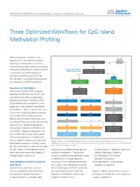 Three Optimized Workflows for Cpg Island Methylation Profiling