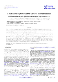 A Multi-Wavelength View of AB Doradus Outer Atmosphere Simultaneous X-Ray and Optical Spectroscopy at High Cadence�,