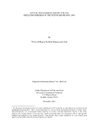 Annual Management Report for the Shellfish Fisheries of the Westward Region, 2001