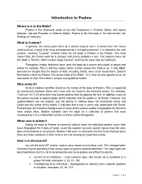 Introduction to Psalms