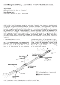 Risk Management During Construction of the Gotthard Base Tunnel
