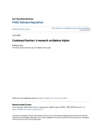 Continued Fraction: a Research on Markov Triples