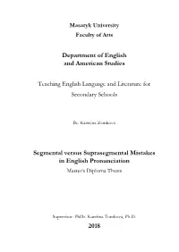 Department of English and American Studies Segmental Versus