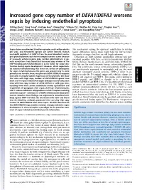 Increased Gene Copy Number of DEFA1/DEFA3 Worsens Sepsis by Inducing Endothelial Pyroptosis