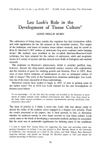 Leo Loeb's Role in Development of Tissue