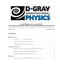 MATTERS of GRAVITY Contents