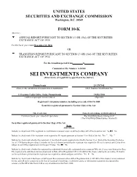 SEI INVESTMENTS COMPANY (Exact Name of Registrant As Specified in Its Charter)