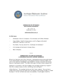 AZERBAIJAN in the WORLD ADA Biweekly Newsletter Vol. 5, No. 23