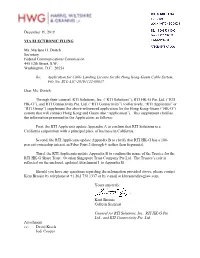 December 19, 2019 VIA ELECTRONIC FILING Ms. Marlene