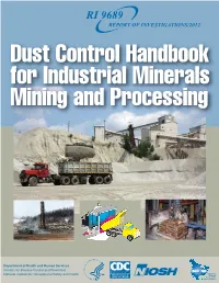 Dust Control Handbook for Industrial Minerals Mining and Processing