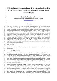 Effect of Changing Groundwater Level on Shallow Landslide 2 at the Basin Scale: a Case Study in the Odo Basin of South 3 Eastern Nigeria
