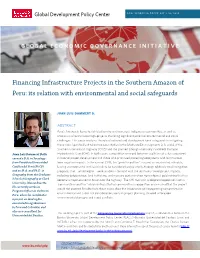 Financing Infrastructure Projects in the Southern Amazon of Peru: Its Relation with Environmental and Social Safeguards