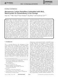 Mesoporous Carbon Nanofibers Embedded with Mos2 Nanocrystals