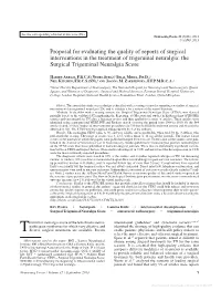 Proposal for Evaluating the Quality of Reports of Surgical Interventions in the Treatment of Trigeminal Neuralgia: the Surgical Trigeminal Neuralgia Score