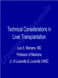 Technical Considerations in Liver Transplantation