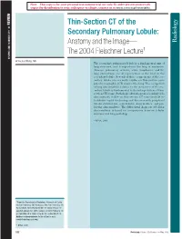 Thin-Section CT of the Secondary Pulmonary Lobule