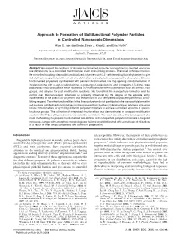 Approach to Formation of Multifunctional Polyester Particles in Controlled Nanoscopic Dimensions Alice E