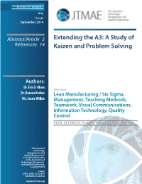 Extending the A3: a Study of Kaizen and Problem Solving