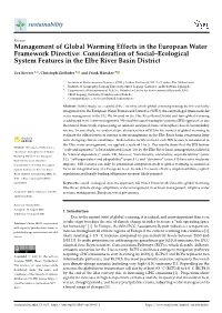 Management of Global Warming Effects in the European Water Framework Directive: Consideration of Social–Ecological System Features in the Elbe River Basin District