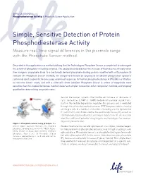 Simple, Sensitive Detection of Protein Phosphodiesterase Activity Measure Real-Time Signal Differences in the Picomole Range with the Phosphate Sensor Method