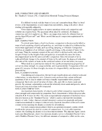SOIL COMPACTION and STABILITY By: Charles S