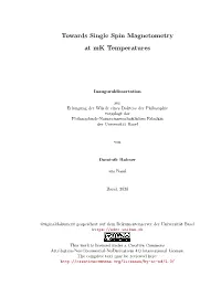 Towards Single Spin Magnetometry at Mk Temperatures