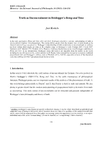 Truth As Unconcealment in Heidegger's Being And
