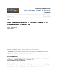 Why Is There Still So Much Confusion About VO2 Plateau? a Re- Examination of the Work of A.V