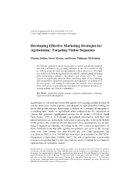 Developing Effective Marketing Strategies for Agritourism: Targeting Visitor Segments