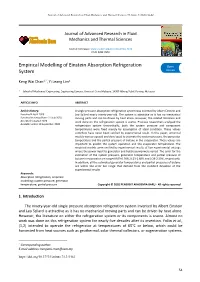 Empirical Modelling of Einstein Absorption Refrigeration System
