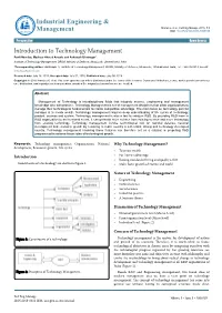 Introduction to Technology Management