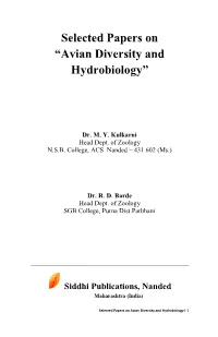 Selected Papers on “Avian Diversity and Hydrobiology”