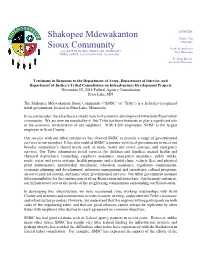 Shakopee Mdewakanton Sioux Community Testimony in Response to the Department of Army