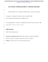 Β-Carotene Oxidation Products - Function and Safety