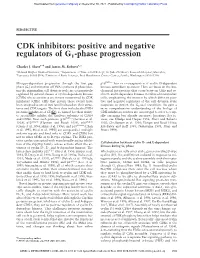 CDK Inhibitors: Positive and Negative Regulators of G1-Phase Progression