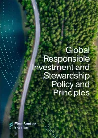 Global Responsible Investment and Stewardship Policy and Principles