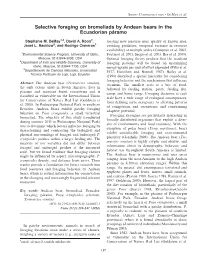 Selective Foraging on Bromeliads by Andean Bears in the Ecuadorian Pa´Ramo