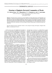 Structure of Epiphytic Bacterial Communities of Weeds T
